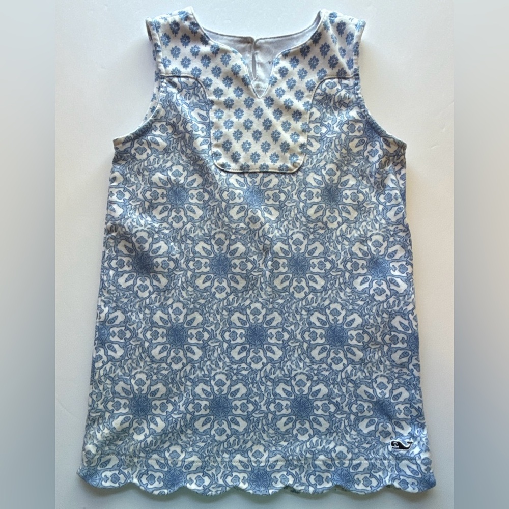 Vineyard Vines Dress Blue White Toddler Girls 3T Calico Flower Print
